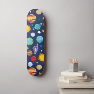 Skateboard Motif spatial, Planètes, Étoiles, Cosmos, Galaxie