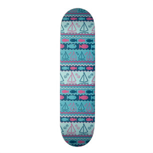 Skateboard Motif superbe de poissons et de voilier