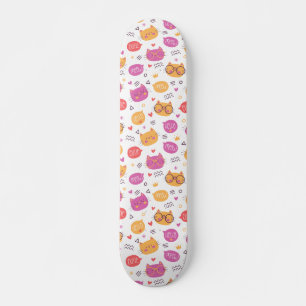Skateboard Motif tiré par la main mignon de chat