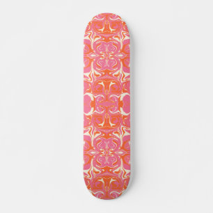 Skateboard Motif torride en rose, orange et crème