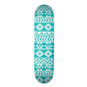 Skateboard Motif tribal aztèque grunge turquoise