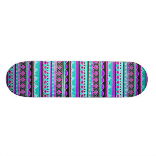 Skateboard Motif tribal bleu et pourpre lumineux