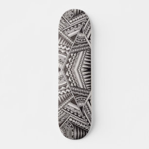 Skateboard Motif tribal géométrique moderne noir et blanc