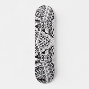 Skateboard Motif tribal géométrique moderne noir et blanc