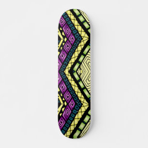 Skateboard Motif tribal jaune violet moderne