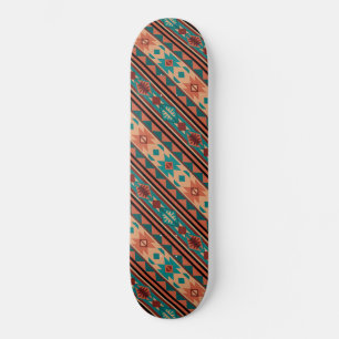 Skateboard Motif Tribal Sud-Ouest Turquoise Terracotta