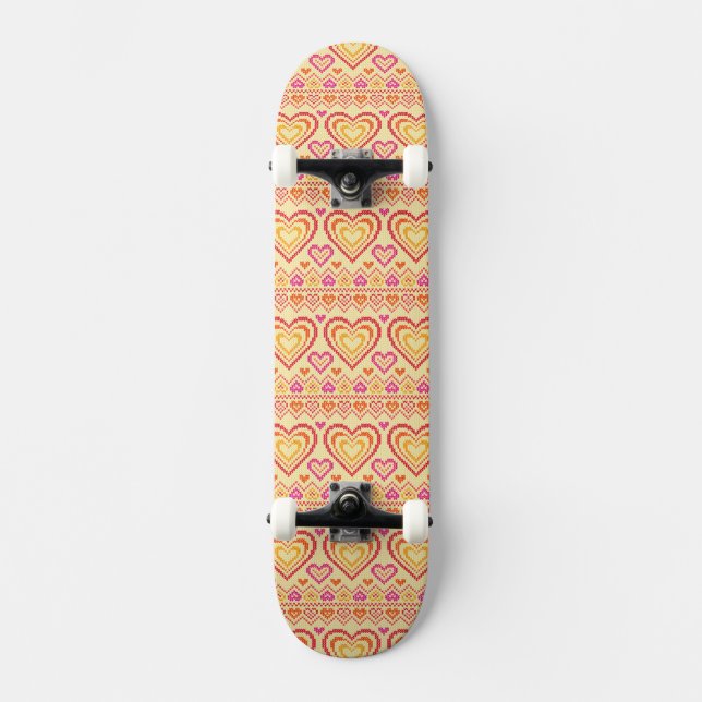 Skateboard Motif tricoté par Saint-Valentin (Recto)