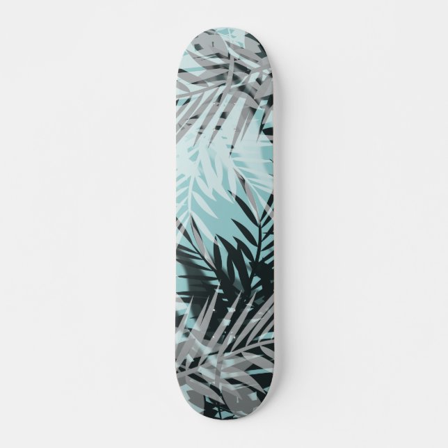 Skateboard Motif tropical bleu clair (Devant)