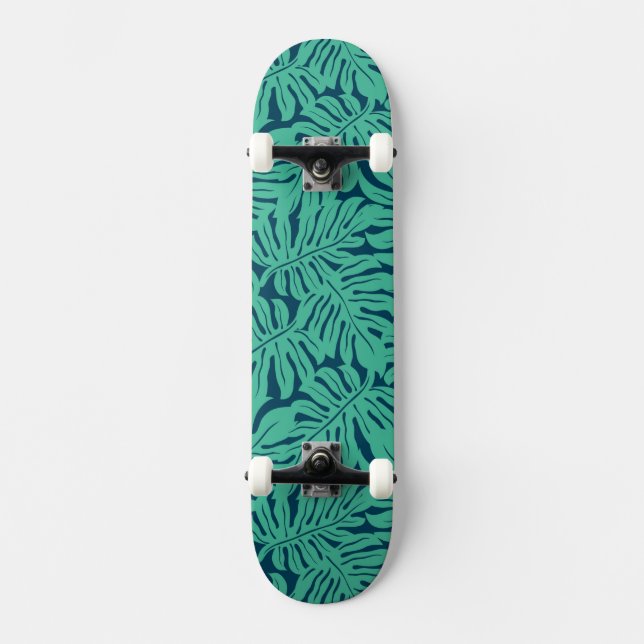 Skateboard Motif tropical de feuille de Monstera (Recto)