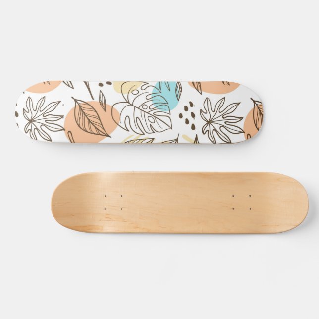 Skateboard Motif tropical d'été dessiné à la main (Horz)