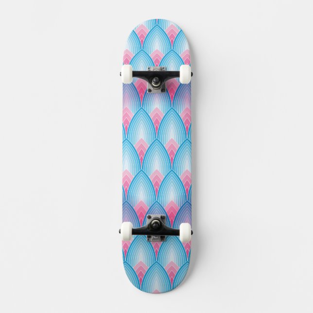Skateboard Motif turquoise et rose de pétale (Recto)