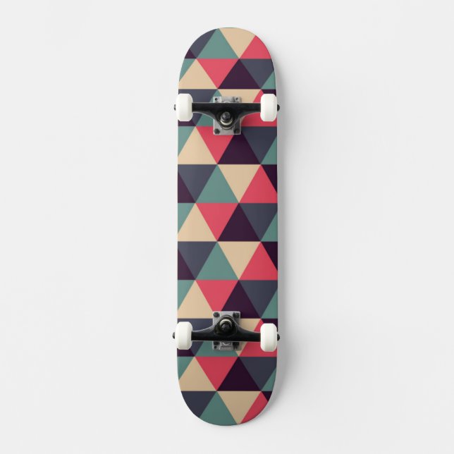 Skateboard Motif turquoise et rose de triangle (Recto)