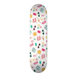 Skateboard Motif turquoise rose de plage d'été