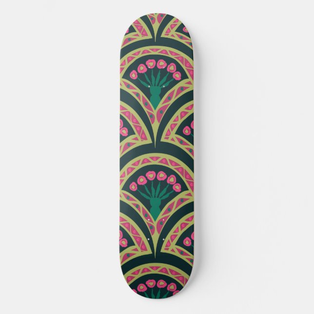 Skateboard motif vert en forme de coque (Recto)