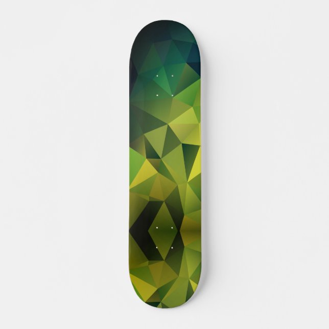 Skateboard Motif vert jaune, polygone (Devant)