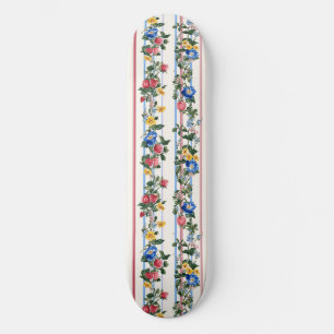 Skateboard Motif vintage à rayures florales fraises verticale