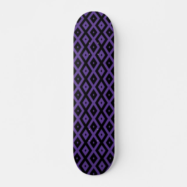 Skateboard Motif violet et diamant noir (Devant)