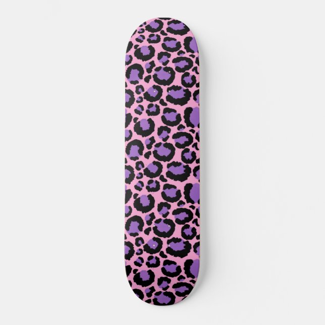 Skateboard Motif Violet Pink Cheetah Leopard Amoureux des ani (Recto)
