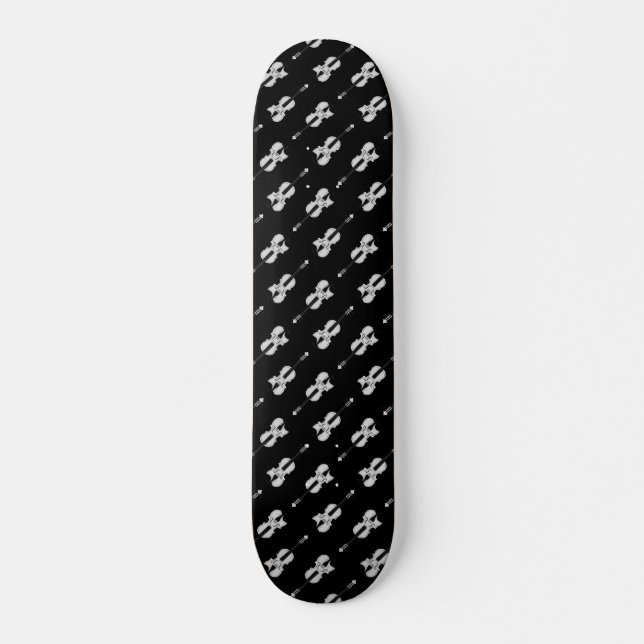 Skateboard Motif violon - noir et blanc (Devant)