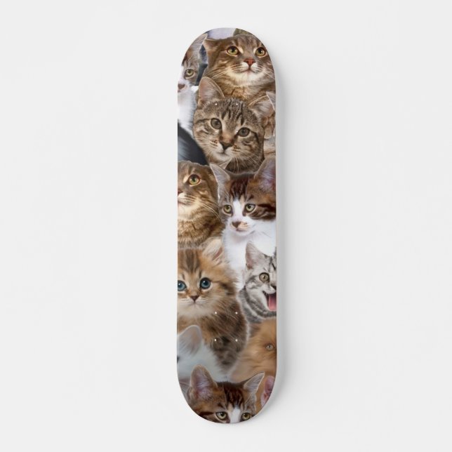 Skateboard Motif Visages de chat (Devant)