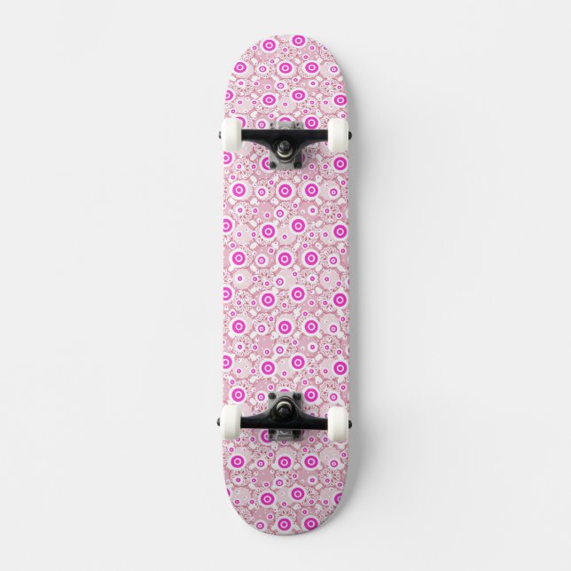 Skateboard Motifs de points rose abstraits mignons (Recto)