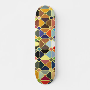 Skateboard Motifs géométriques multicolores aux formes octo