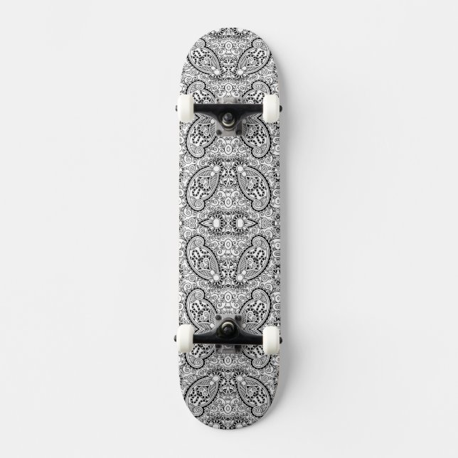 Skateboard Motifs mignons noir blanc (Recto)