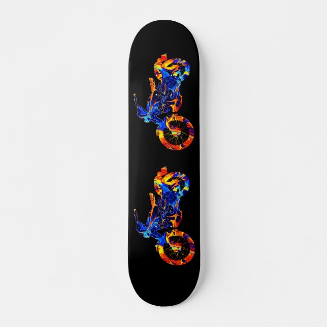 SKATEBOARD MOTORCYCLE COLORÉ MÉLANGE NEON PEINT  (Devant)