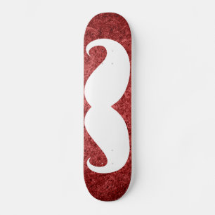 Skateboard Moustache blanche amusante 21