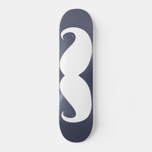 Skateboard Moustache blanche amusante 6 (Recto)