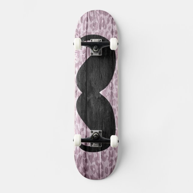 Skateboard Moustache Léopard Bois Vintage #2 (Recto)