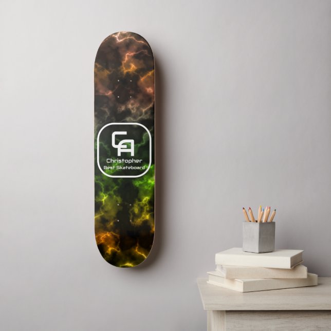 Skateboard Multicolores de monogrammes fumées (Art mural)