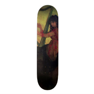 Skateboard Muse jouant l'harpe