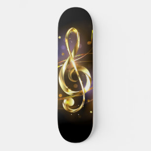Skateboard Musique de clé de sol en or