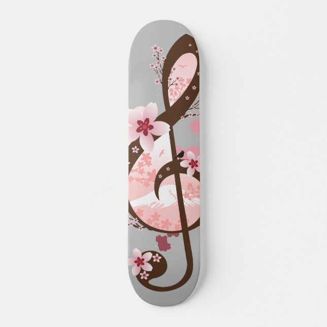 Skateboard Musique de la Fleur de Cerisier (Devant)