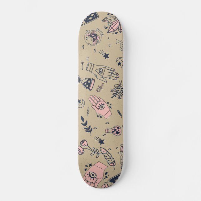 Skateboard Mystic Esoteric rose mal oeil poitrine main beige (Recto)