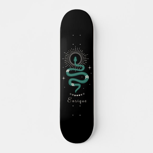 Skateboard Mystic Green Celestin Snake & Name Cosmic Sparkle (Devant)