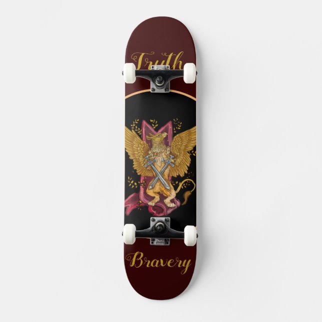 Skateboard Mystic Griffin avec des épées (Recto)
