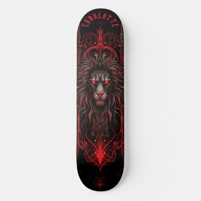 Skateboard Mythical Lion with Tribal Patterns Dark Fantasy (Recto)