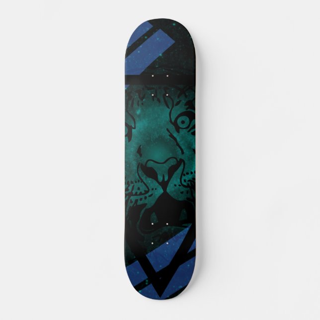 Skateboard Nébuleuse turquoise de tigre de hippie avec la (Recto)