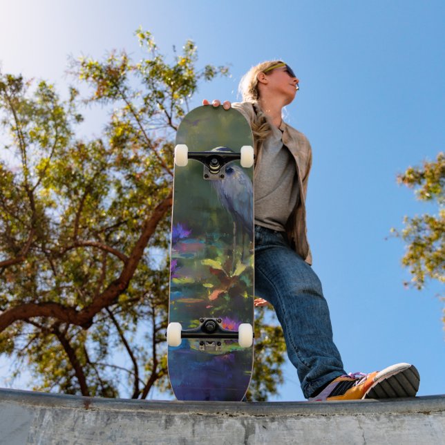Skateboard Nénuphar enchanté de l'étang Nature Aquarelle (Extérieur 1)