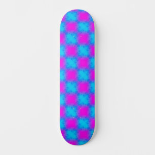Skateboard Neon Blue & Pink À damiers Motif