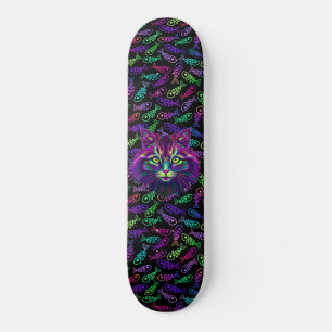 Skateboard Neon Cat