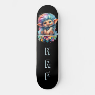 Skateboard *~* Neon cheveux Rainbow Troll AP89 initial