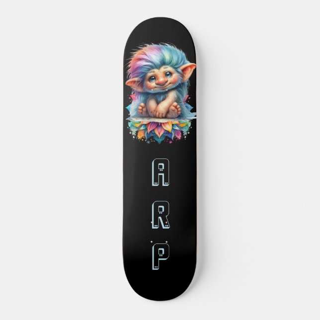 Skateboard *~* Neon cheveux Rainbow Troll AP89 initial (Recto)