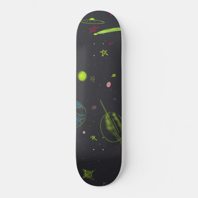 Skateboard Neon Cosmos Patinage Cool Universe (Recto)