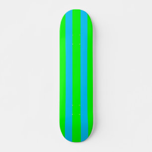 Skateboard Neon Lime Green et Turquoise Blue Stripe Skateboar