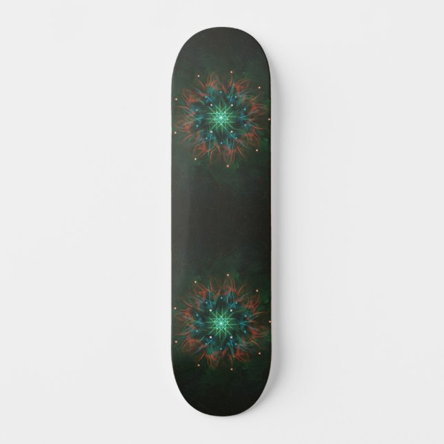 Skateboard Neon Starburst Fractal – Glowing Green and Electri (Recto)
