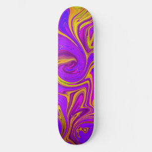Skateboard Néon violet rose jaune abstrait Conception