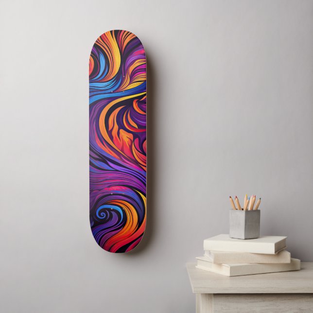 SKATEBOARD NEON WAVES (Art mural)